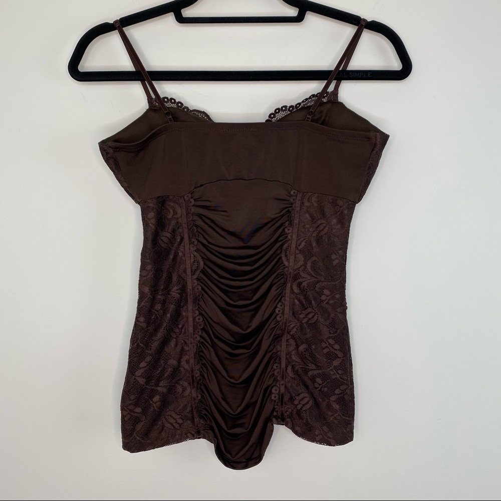 XOXO Chocolate brown ruched tank top - Picture 3 of 10